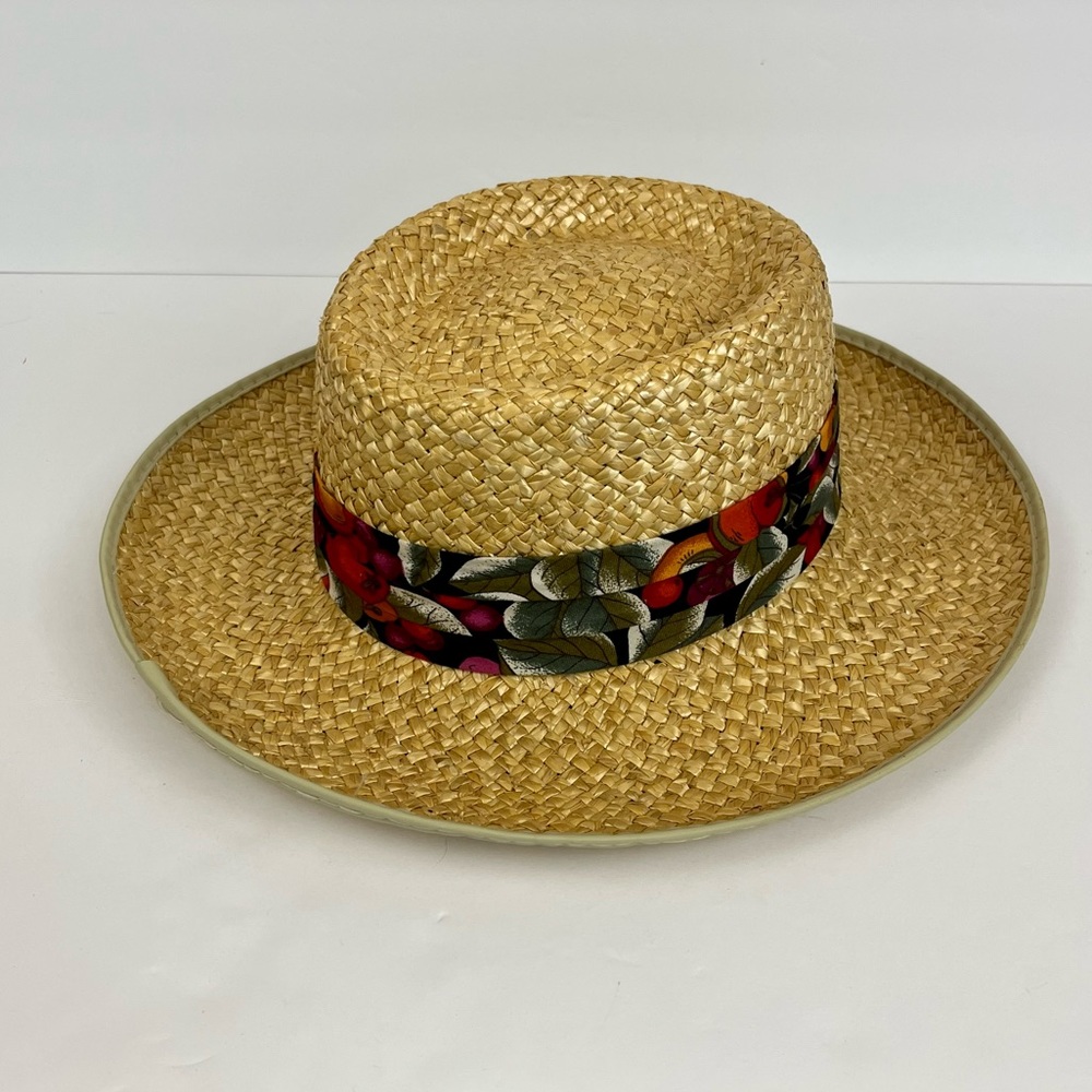 Straw Hat Fruit Fabric Print Made In The USA Size Medium - Picture 1 of 12